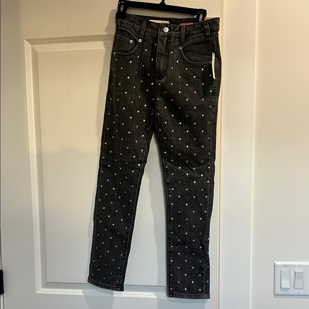 Embellished Pilcro Black High Rise Jeans from Anthro. NWT